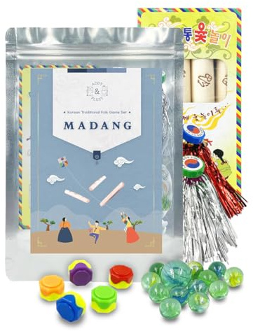 MADANG Koreanisches traditionelles Folk-Spielset/Footbag-Spiel Jegix 2/Gonggi/Yutnori/Murmeln