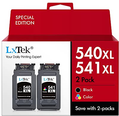 LxTek 540 541 XL Wiederaufbereitet Tintenpatrone Kompatibel für Canon Druckerpatronen 540 541 PG-540XL CL-541XL für Pixma TS5150 MG3650 MG3600 MG4250 MX475 MX375 MX535 MG3150 MG3500 MG3550 (2er-Pack)