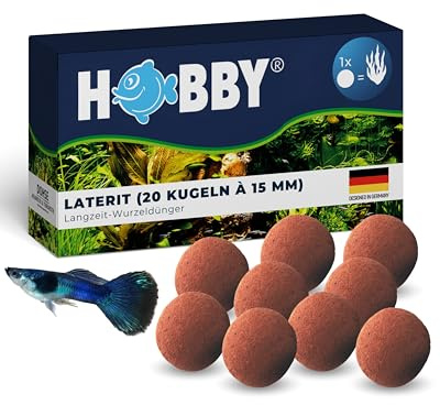 HOBBY Aquaristik Laterit I Langzeit-Wurzeldünger für Aquarienpflanzen I 20 Düngekugeln mit Ø 15 mm I Effektiver Aquariendünger ohne Nitrat und Phosphat I Fördert gesundes Wachstum und kräftige Farben