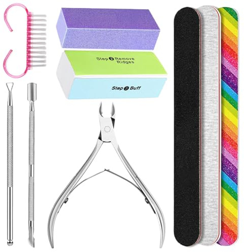 Nagelpflegeset,Nagelfeilen-Puffer-Set, Edelstahl-Feilenpuffer-Kit