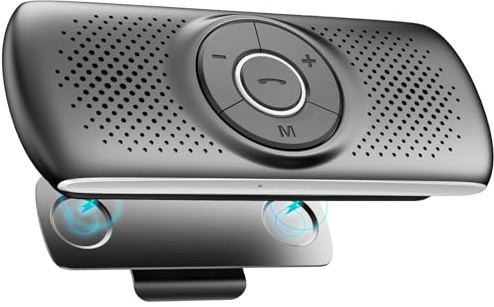 AGPTEK Freisprecheinrichtung für Auto, Bluetooth 5.0, integriertes Mikrofon, mit Clip für GPS, Musik, TF-Kartenslot, automatische Wiederverbindung, Lautsprecher, IOS Siri & Google Assistant, Schwaz