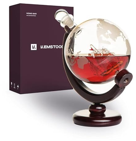 Kemstood Whiskey-Dekanter-Sets, detailliert geätzter Dekanter in Geschenkbox, einzigartige Whisky-Geschenke für Herren, Heimdekoration und stilvolles Heimbar-Zubehör, 850 ml Fassungsvermögen