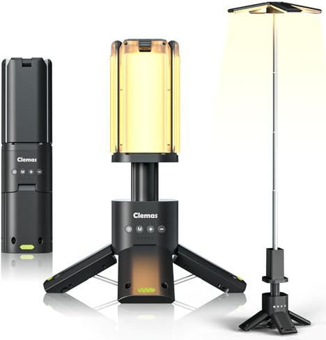Clemas Teleskop Campinglampe Wiederaufladbar,14000 mAh LED Multifunktion Magnetische Camping Laterne,Baustellenbeleuchtung Kabellos,Dimmbare Zeltlampe Tragbare Stromversorgung 6000LM IPX5 Wasserdicht