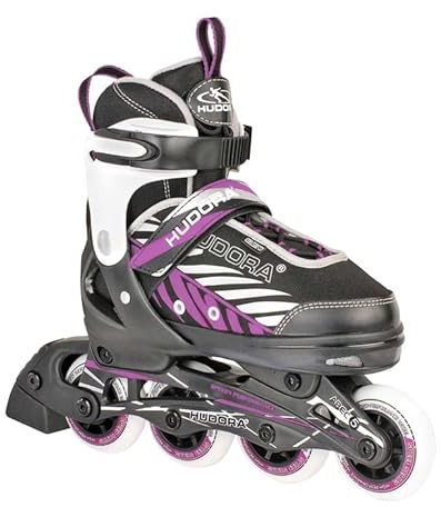 HUDORA Rollschuhe Mia schwarz/lila - Rollschuhe für Kinder / Jugendliche und Erwachsene - Größe 37-40 - verstellbar in 4 Größen - bequem und stylisch