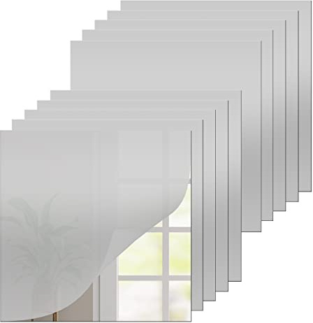 SETROVIC 10 Stück 30x30cm Spiegelfliesen Selbstklebend Klebespiegel Wandtattoo Wohnzimmer Wpiegel Wand Kleiner Spiegel Zum Aufkleben Klebespiegel Für Badezimmer Home Mirror
