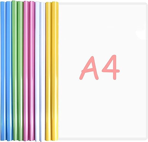 MIVIDE 30 Stück A4 Sliding Bar Binder, Klemmschienen A4 mit Schiebestange, Kunststoff Sliding Bar Binder für Büro, Schule, Haus, Dokumente (5 Farben)