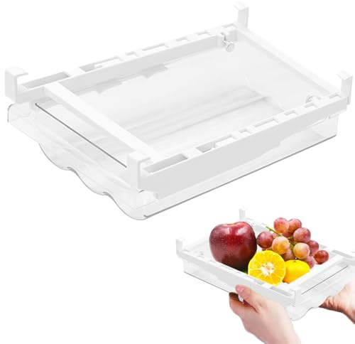 katmerio Kühlschrank Organizer, Ausziehbare Kühlschrank Schublade Organizer, Kühlschrank Aufbewahrungsbox, Kühlschrankbox Organizer Schublade, Klarer Behälter Lebensmittel Getränke Eier Obst