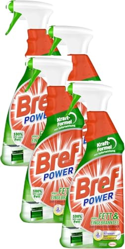 Bref Power gegen Fett und Eingebranntes, Fettl??ser, (4er Pack 4 x 750 ml) Spr??hflasche, f??r K??che, Kamin und Ofen