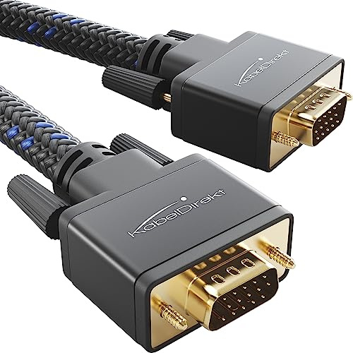 KabelDirekt – 3m – VGA Monitor Kabel, höchste Bildqualität – In Deutschland entwickelt – Fester Nylon-Mantel (Full HD, VGA-Stecker/Stecker, verbindet PC mit Bildschirm/Beamer, D-Sub 15, schwarz)