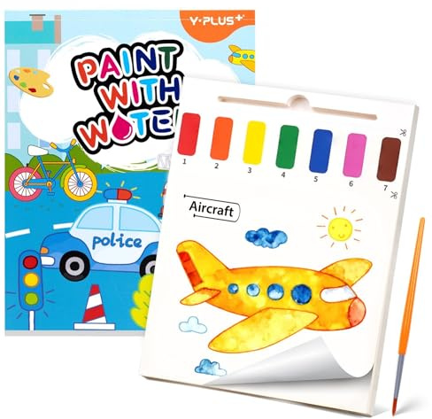 YPLUS Malbuch mit Wasserfarben für Kleinkinder, Aquarell-Malpapier für Kinder im Alter von 1–3, 2–4, magisches Buch, Kunsthandwerksgeschenk zum Zeichnen – Verkehr