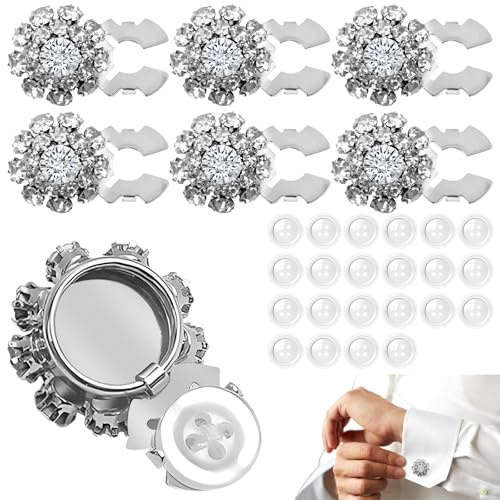 6-teilige Knopfabdeckungen mit Strasssteinen, Dekoration für Nähknöpfe für Damenblusen, glänzende und exquisite DIY-Basteldekorationen, geeignet zum Nähen von Dekorationen