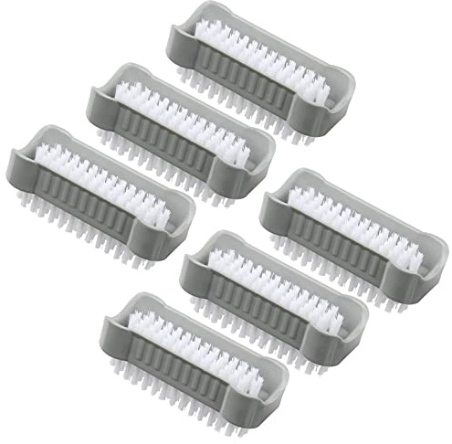 AMATHINGS Handwaschbürste doppelseitig für gründliches universelles Reinigen (Grau) – Nagelbürste Handbürste (6 Stück) – Reinigungsbürsten ideal für Oberflächen und Hände