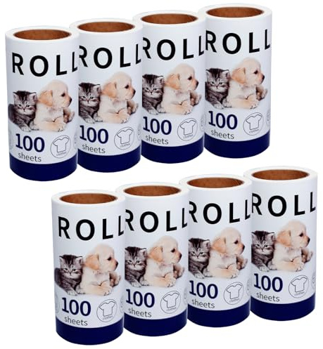 Fusselrolle Nachfüllpack 800 Blatt, 8er Set Ersatzrollen für gängige Fusselrollen, Lint Remover, Extra Klebrig Fusselrolle für Tierhaare Kleidung.