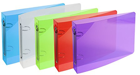 Exacompta 51099E Ringbuch Crystal DIN A5 aus flexiblem transluzentem Polypropylen 2-O Ring Mechanik Rücken 35mm 1 Stück Zufallsfarbe ideal für Schule und Büro Ringhefter Ringordner Ringbuchordner
