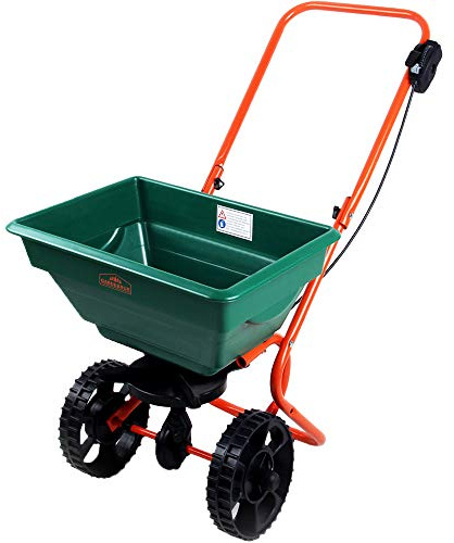 GARDEBRUK® Streuwagen 25L Streumenge einstellbar große Räder Saatgutstreuer Düngerstreuer für Salz Dünger Rasen Split Saatgut