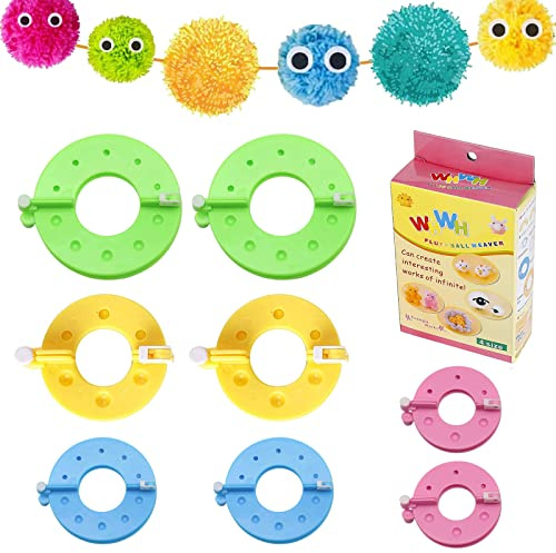 PXRLMYF 8 Stück PomPom Maker,4 Größen Fluff Ball Weaver Nadel | Kunststoff Pompom Maker Set für Kinder Erwachsene DIY Handwerk Dekoration