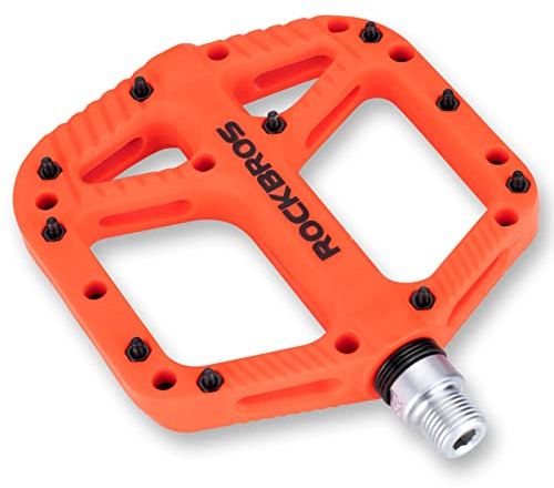 ROCKBROS MTB Pedale breite Nylon Plattformpedale rutschfest | Robuste Flat Fahrradpedale mit sicherem Halt und langlebiger Lager-Kombination für MTB, Gravel Bike, Rennrad und E-Bike