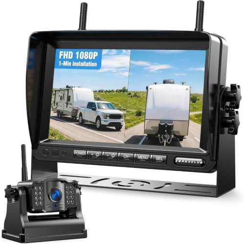 7 Zoll Magnetische Rückfahrkamera Kabellos 1080P Monitor, 1-Min Einrichtung | 9600mAh Wiederaufladbare Akku, Nachtsicht, Loop-Aufnahme, IP69K Wasserdicht für Wohnmobile,Anhänger und LKWs