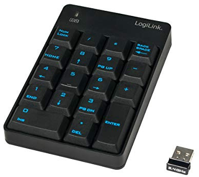 LogiLink Kabelloses Keypad Ziffernblock 18 Tasten, Black