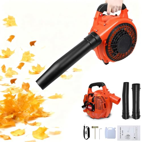 Handheld Benzin Laubbläser Laubsauger Laubgebläse Blasgerät Bläser 26ccm Garten Gebläse 2-Takt Luftgekühlter Motor Tragbar für Blasen von Laub, Hackschnitzeln, Gartenabfällen, Grasschnitt