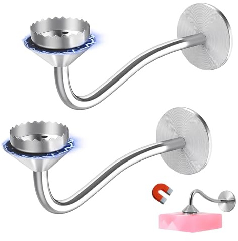 2 Stück Seifenhalter mit Magnet, Seifenhalter Magnet, Magnetischer Seifenhalters, Magnet Seifenhalters, Edelstahl Magnetseifenhalter Ohne Bohren für Dusche, Badewanne, Waschbecken und Bad
