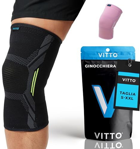 VITTO Kniebandage Männer/Damen - Bandage Knie zur Linderung von Knieschmerzen, Arthrose Knie, Meniskus und Kraftsport (M)