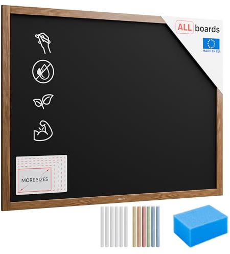 ALLboards Kreidetafel mit lackiertem Holzrahmen 120x90cm, Schwarz, Schreibtafel, Kreide, Schreibtafel zum Aufhängen, Wand Tafel Holz, Tafel gastronomie, Kreidetafel wand
