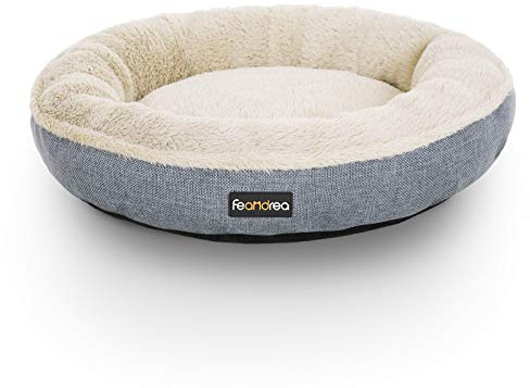 Feandrea Hundebett, Hundekorb, Katzenbett, Donut, rund, Ø 55 cm, grau PGW55G