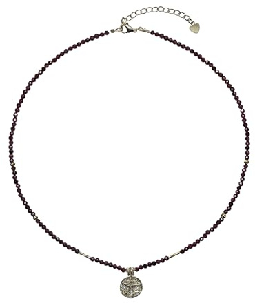 DomiSoul Halskette aus natürlichen Edelsteinen | Granat | Handgefertigt | Einzigartige, zertifizierte 3 mm Steine | 14K Gold vergoldete Elemente