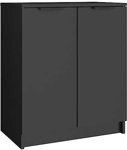 vidaXL Schuhschrank, Schuhregal mit viel Stauraum für Schuhe, Schrank Schuhe für Eingangsbereich Flur Wohnzimmer, Schuhkommode Schuhorganizer, Schwarz Holzwerkstoff
