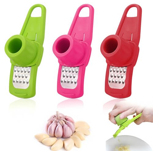 Knoblauchschäler, 3 Stück Ingwer Reibe Effizientes Knoblauchmühle Bequem Knoblauchschneider Mini Reibe für Feines Reiben von Knoblauch, Ingwer, Nüssen zur Knoblauchpaste-Gewinnung