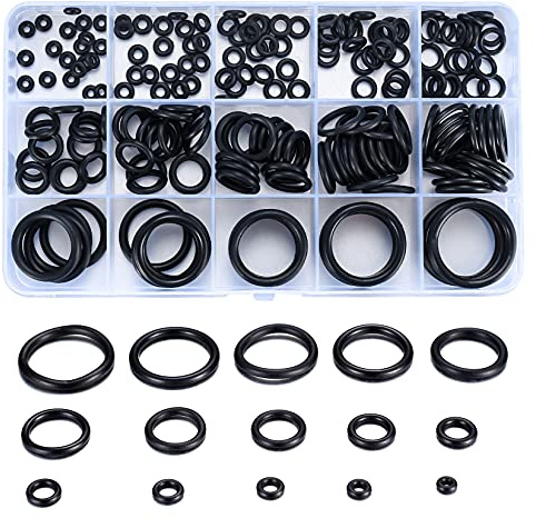 200 STK O-ringe Dichtungsringe Set Sanitär, O Ring Sortiment, Gummidichtungen Set, Metrische Dichtungen Unterlegscheiben für Autoreparatur hydraulisch(15 Größen, Schwarz)