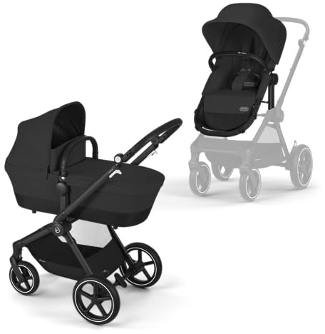CYBEX Gold Kinderwagen EOS Lux 2-in-1, ab 0-4 Jahre, Moon Black | Ab Geburt bis 22 kg (ca. 4 Jahre), Reisesystem, Kompatibel mit CYBEX Babyschalen, All-Terrain-Räder, Verstellbare Rückenlehne