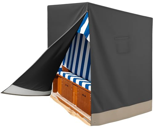 Shield Outdoor Covers Strandkorb Schutzhülle Winterfest, 420D Oxford wasserdicht strandkorbhülle mit Reißverschluss,Winterfest UV Beständig Reißfest Abdichtung für strandkörbe Hülle 150x100x140/165cm