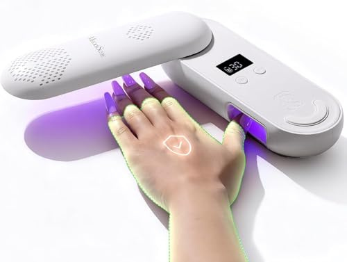 MelodySusie P-PLUS20F UV LED Nagellampe Kabellos, Nageltrockner mit Akku, Hautschonende Zonenbeleuchtung für Gelnägel, 240° Drehbar & Faltbar, Professionelle Aushärtung für Gel Nagellack, Weiß