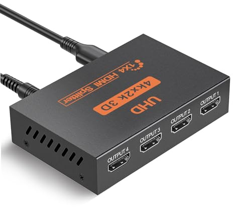L'Puluva HDMI Splitter 1 in 4 Out, 4K Splitter für 4 Monitore, Multi HDMI Adapter für PC, Laptop, HDTV, Projektor, 1 Eingang 4 Ausgänge, nur Spiegelmodus, kein Erweitern