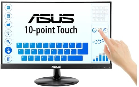 ASUS VT229H 22 Zoll FHD IPS Touchscreen Monitor | 10 Punkt Multi-Touch, Flimmerfrei, Blaulichtfilter, 60 Hz, HDMI, D-Sub, Vesa 100x100