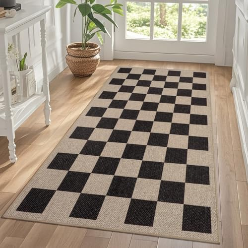 TUKDAK Weben Teppich Läufer Flur rutschfest 80x150cm, Waschbar Küchenteppich, Flurläufer Modern, Teppichläufer, Küchenläufer, Flur Teppich, Flurteppich für Küche, Eingang, Wohnzimmer, Korridor