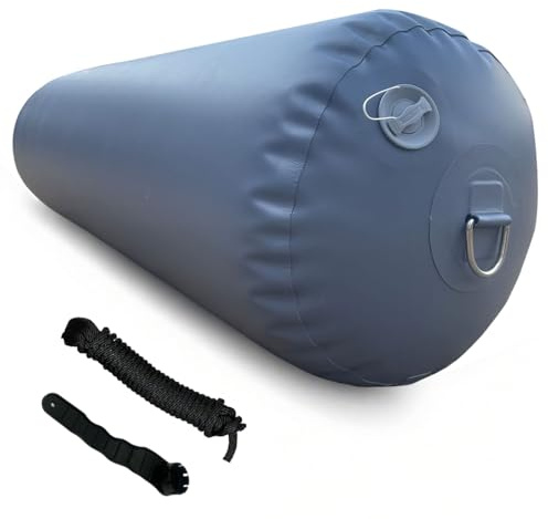 DSCRAFT Bootsfender Aufblasbar Dunkelgrau 30cm x 110cm - Schwerer Marine Stoßdämpfer aus PVC - Inkl. Leine & Ventilschlüssel für Schlauchboot, Yacht, Pontonboot - Langlebig & Luftdicht
