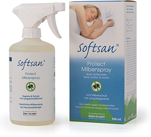 Softsan Milbenspray für Matratzen, Textilien 500ml für Hausstaub-Allergiker | Schnelle Wirkung & Langzeitschutz - als Abwehr-Mittel gegen Hausstaubmilben - effektiv & einfach anzuwenden
