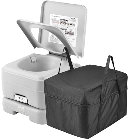 VEVOR Tragbare Toilette Campingtoilette, mit 12 L Fäkalientank und 10 L Spültank, Toilettenstuhl mit Druckknopf-Spülung, auslaufsichere, geruchslose Reisetoilette für Erwachsene, Kinder, Wohnwagen