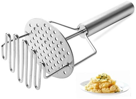Kartoffelstampfer Edelstahl Kartoffelstampfer, Premium Kartoffelpresse mit langem Griff Küchenwerkzeug für Kartoffelpüree, Obst und Gemüse, spülmaschinenfest