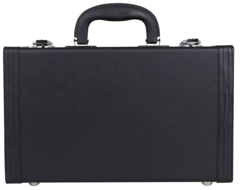 Klarinettenkoffer aus Leder mit Hartschale Gepolsterter | Schwarzes Etui, Feste Form mit Innenpolsterung, Tragegriff und Schloss für Musiker Sowie Schüler