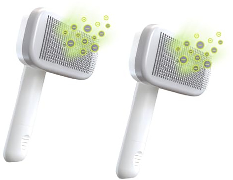PiddiPet IonBrush - 2x Ionen Tierhaarbürste elektrisch - Fellbürste gegen Verfilzungen & Unterwolle für Hund & Katze - reduziert statische Aufladung & lose Haare - sanft, selbstreinigend, hautschonend