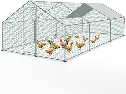 Joparri Hühnerstall mit Schloss, Hühnerhaus 3x6x2m Verzinkter Stahl Freigehege Outdoor Geflügelstall, für Hühnerkäfig Vogelkäfig