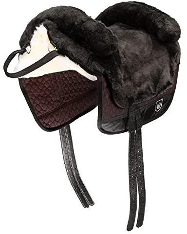 Werner Christ Fellsattel IBERICA Plus baumloser Lammfellsattel im spanischen Stil, Bare-Back-pad, Pferde-Sattel aus echtem Lammfell in Gr. Shetty, Fell in braun
