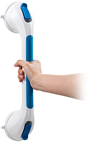 TAILI Haltegriff Dusche ohne Bohren, Saugnapf 110KG Senioren, 43CM Blau | Abnehmbar, rutschfester griff, 5s Montage, für Schwangere/Kinder, Badewanne/WC, Fliesen/Glas/Marmor, Behinderten Hilfsmittel