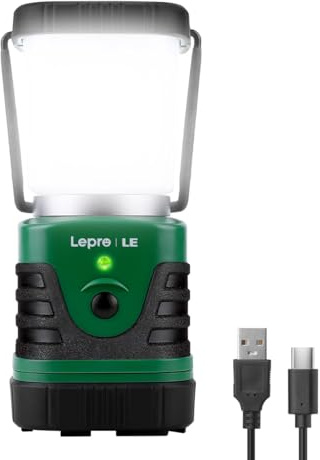 LE LED Campinglampe Tragbar, Superhell wiederaufladbare Suchscheinwerfer mit Bügel und Haken, 4 Helligkeiten Dimmbar, Notfallleuchte für Stromausfällen, Wandern, Notfall, Ausfälle usw. [Energieklasse A++]