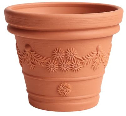 Blumentopf Pflanztopf Massiv Blumenkübel Terrakotta Mocca Kunststoff Classic Massiver konisch Untersetzer 5 Größen von rg-vertrieb für Innenräume und Gärten