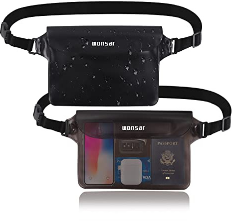 WONSAR 2 Stück wasserdichte Tasche mit Verstellbarem Gurt, Wasserdichter Beutel, Unterwasser handyhülle, wasserdichte Bauchtasche für Wassersport, Strand, Schwimmen, Bootsfahrten usw